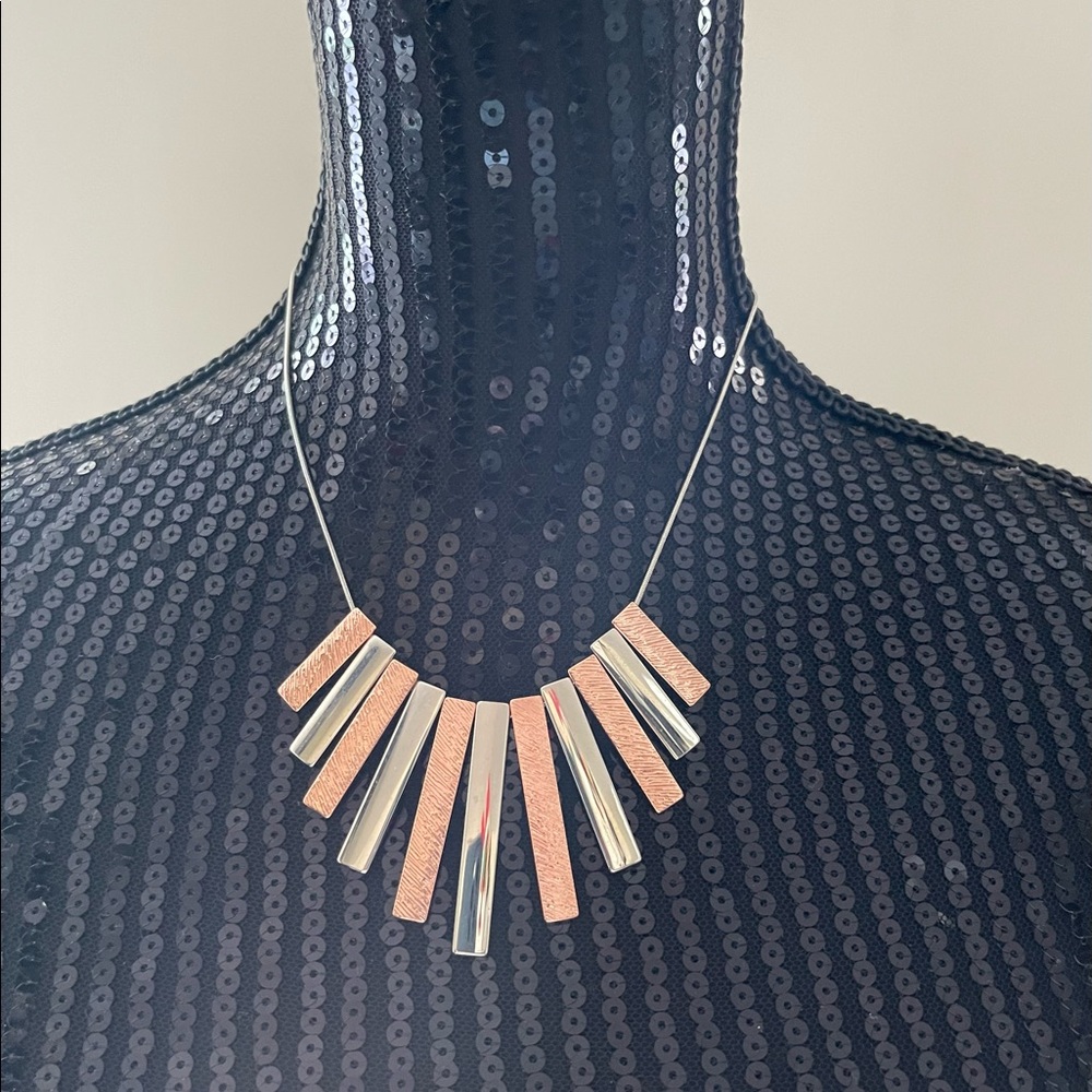 Vintage Silver & Copper Toned Metal Necklace